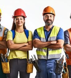 A group of workers from various professions